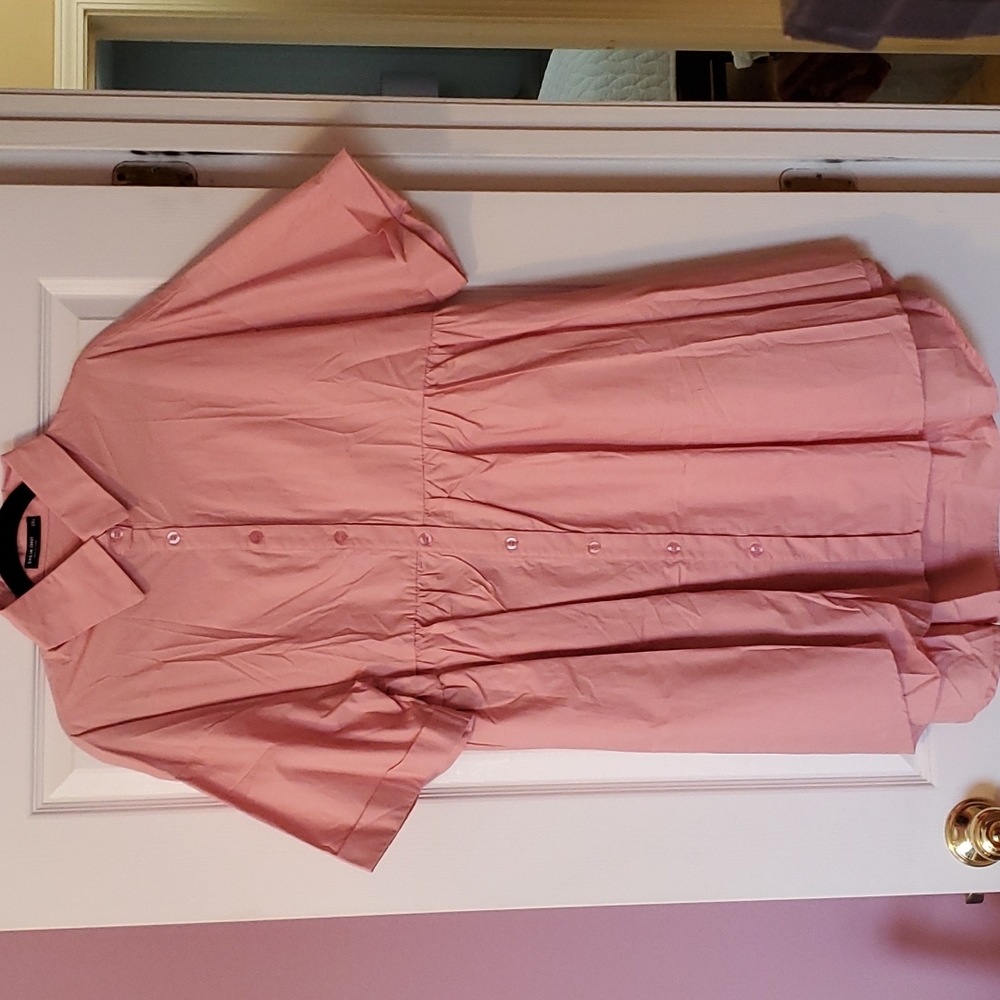 SHEIN CURVE dusty pink dress,collared,button front,empire waist,half sleeve.
